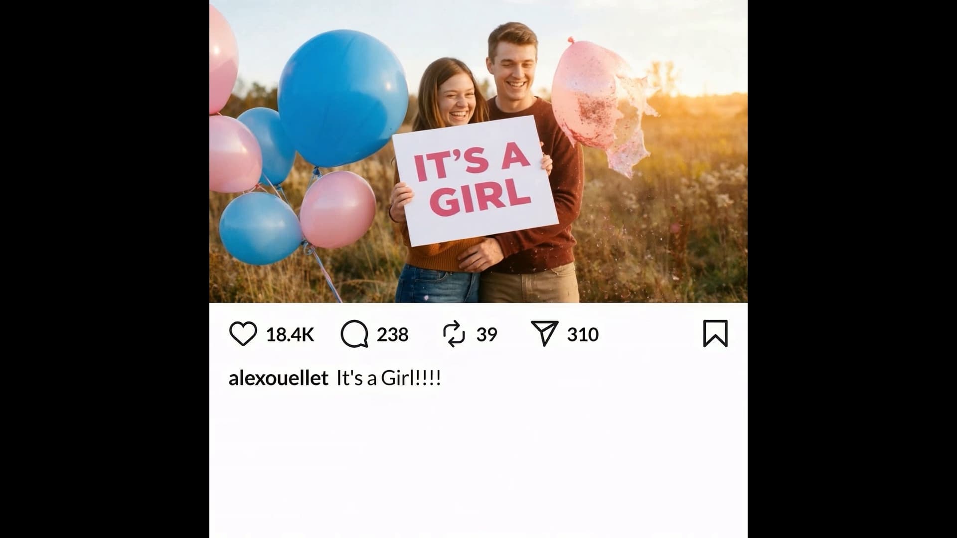 Gender reveal memory video example